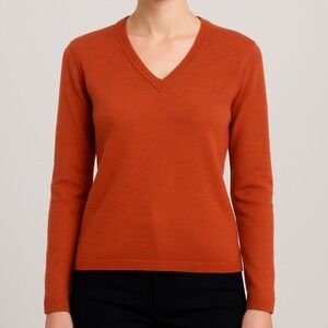 Annalaura 100% Extra Fine Merino Wool V-Neck Sweater – Made in Italy – Size L